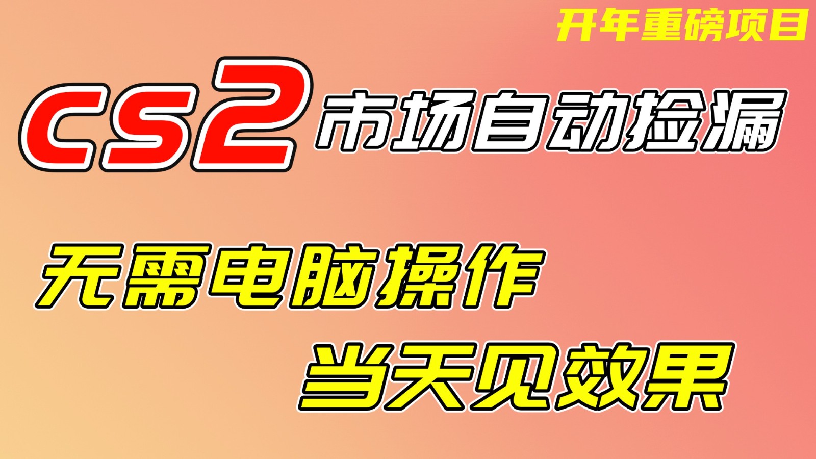 CS2市场挂机项，无需电脑操作，无需进入游戏，当天见效果，支持任何形式验证-天韵资源网