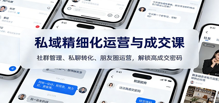 图片[1]-私域精细化运营与成交课：社群管理、私聊转化、朋友圈运营，解锁高成交密码-天韵资源网