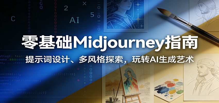 零基础Midjourney指南：提示词设计、多风格探索，玩转AI生成艺术-天韵资源网