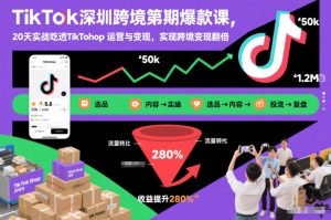 TikTok深圳跨境第2期爆款课，20天实战吃透TikTok Shop运营与变现，实现跨境变现翻倍-天韵资源网