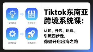 TikTok东南亚跨境系统课:认知、开店、运营、引流四步走,稳健开启出海之路-天韵资源网