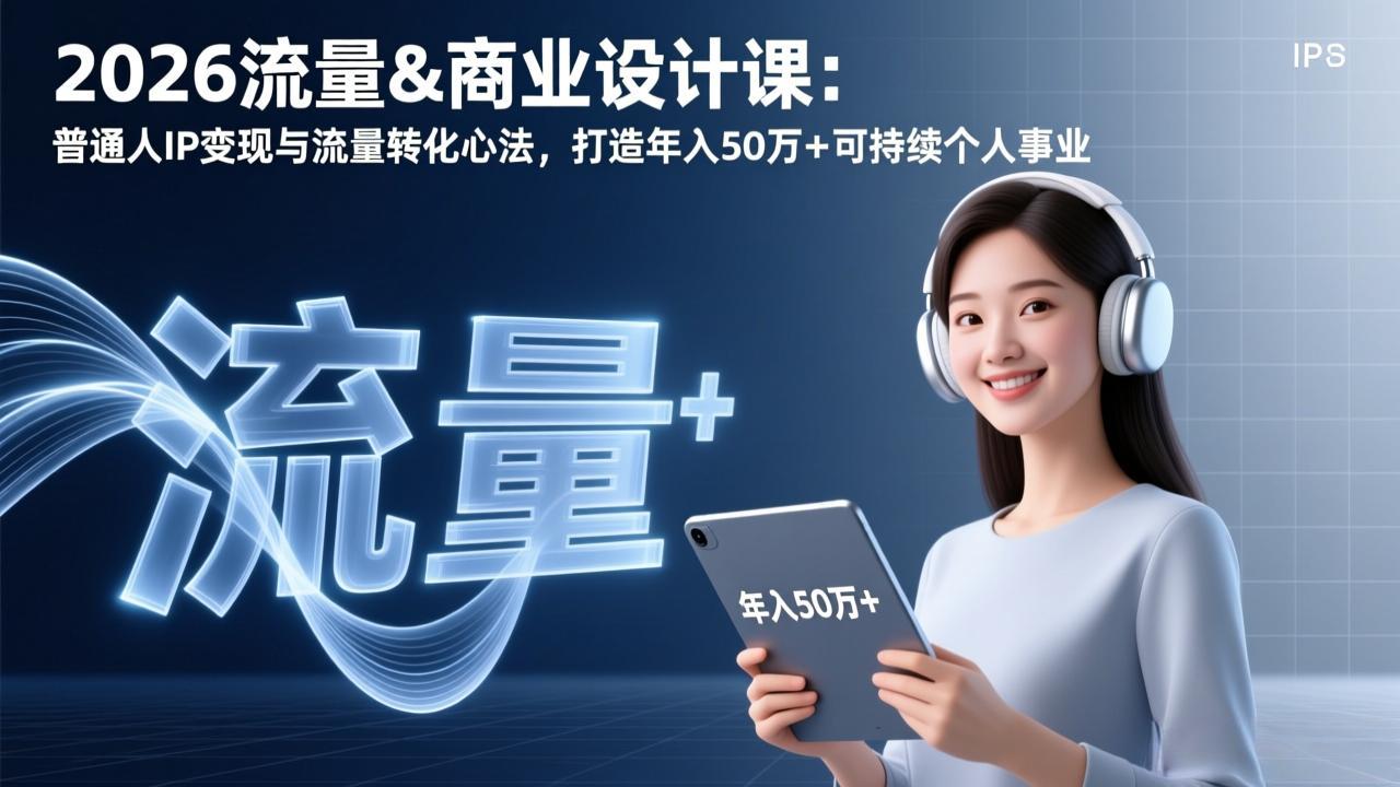 2026流量&商业设计课:普通人IP变现与流量转化心法,打造年入50万+可持续个人事业-天韵资源网