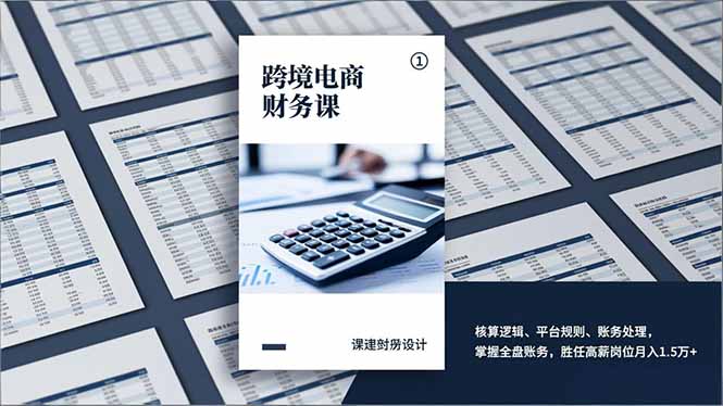 跨境电商财务课，核算逻辑、平台规则、账务处理，掌握全盘账务，胜任高薪岗位月入1.5万+-天韵资源网