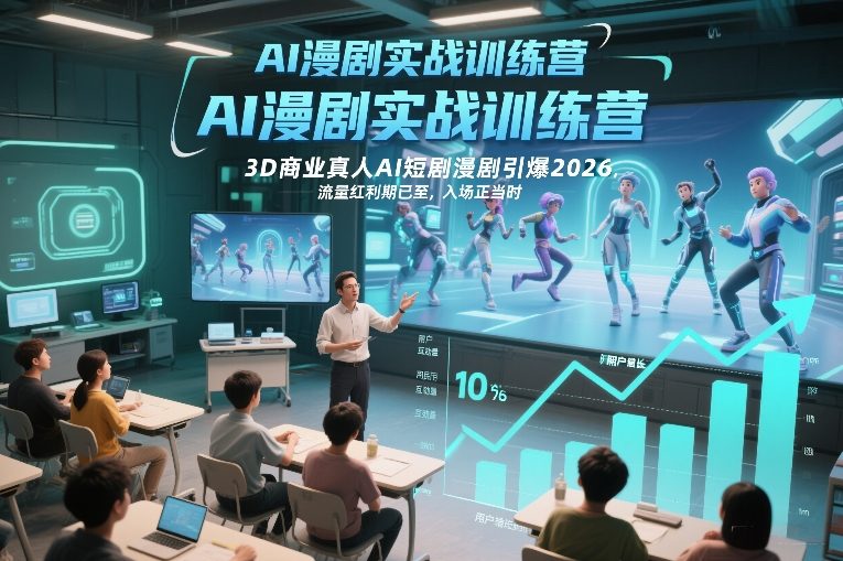 AI漫剧实战训练营,3D商业真人AI短剧漫剧引爆2026,流量红利期已至,入场正当时-天韵资源网
