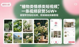 植物类情感类短视频，一条视频获赞36W+，橱窗带货轻松玩转，附保姆级拆解教程-天韵资源网