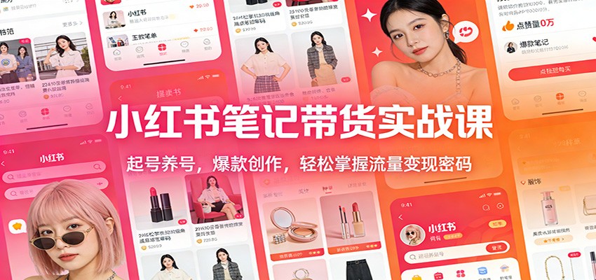 小红书笔记带货实战课：起号养号，爆款创作，轻松掌握流量变现密码-天韵资源网