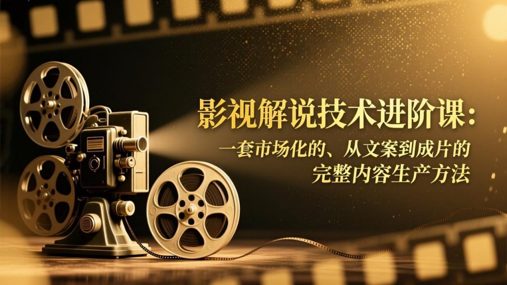 影视解说技术进阶课：一套市场化的、从文案到成片的完整内容生产方法-天韵资源网