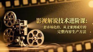 影视解说技术进阶课：一套市场化的、从文案到成片的完整内容生产方法-天韵资源网