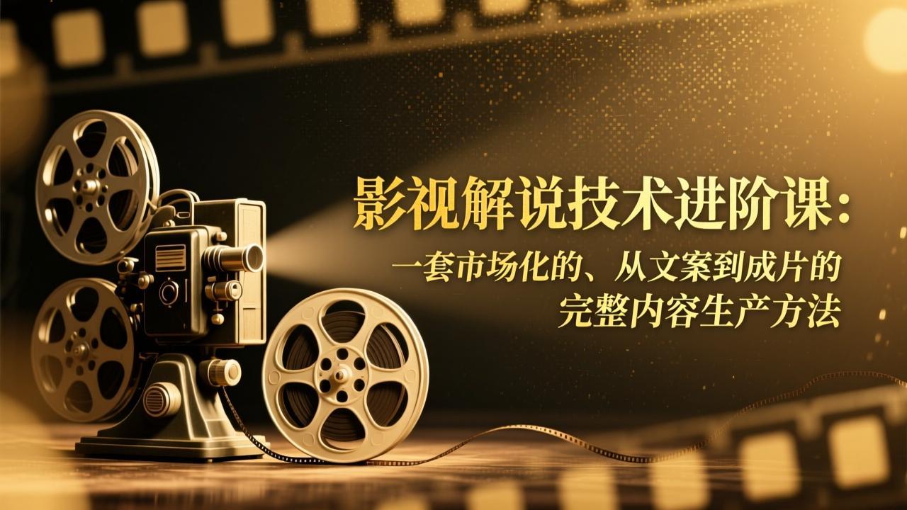 影视解说技术进阶课：一套市场化的、从文案到成片的完整内容生产方法-天韵资源网