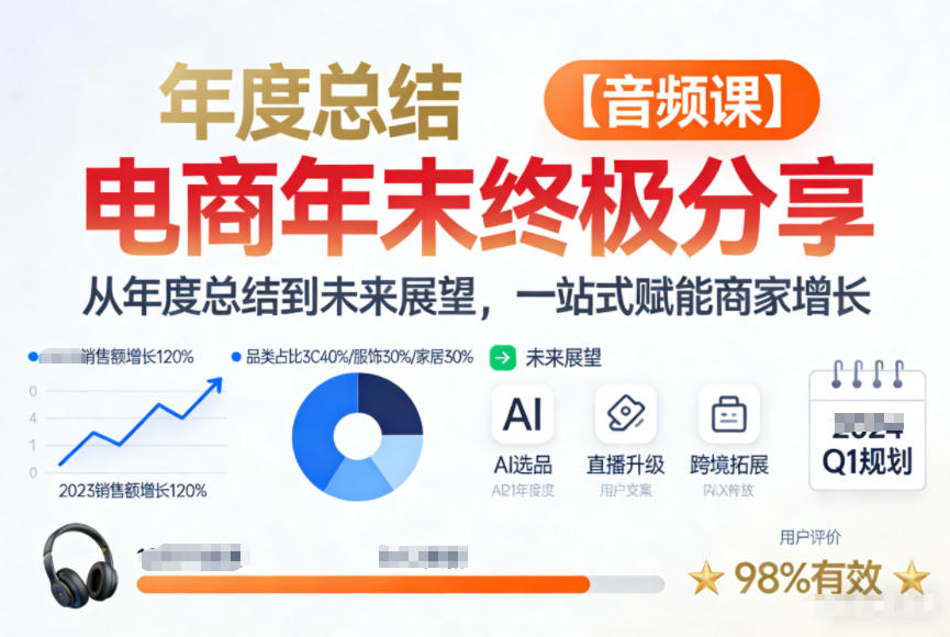 电商年未终极分享，从年度总结到未来展望，一站式赋能商家增长【音频课】-天韵资源网