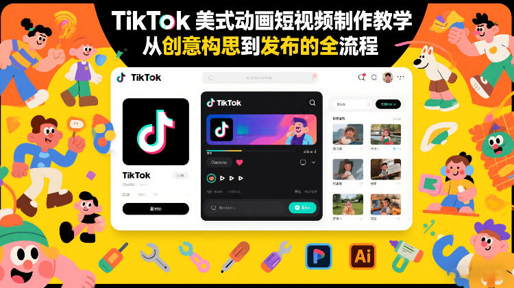 TikTok美式动画短视频制作教学,从创意构思到发布的全流程-天韵资源网