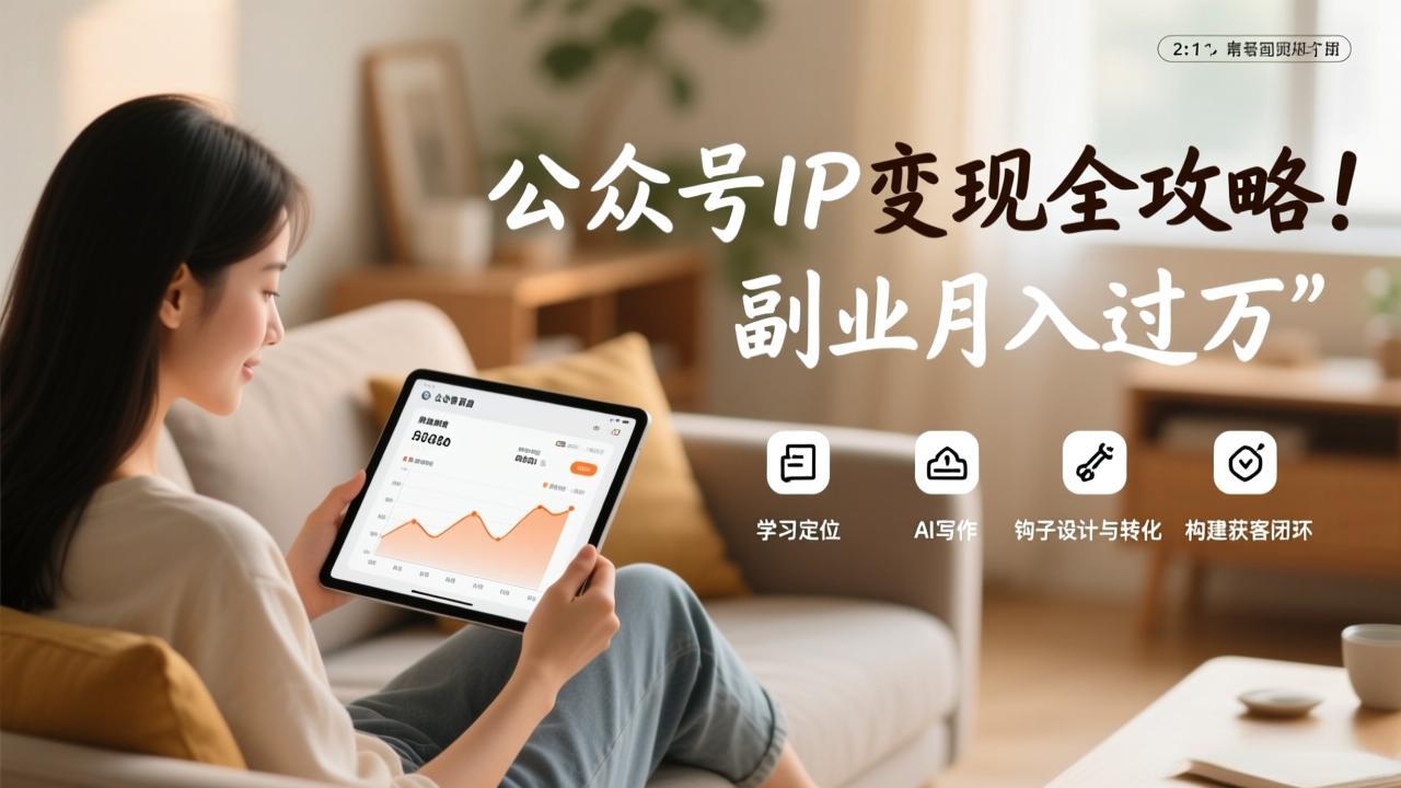 公众号IP变现全攻略，学习定位、AI写作、钩子设计与转化，构建获客闭环，副业月入过万-天韵资源网