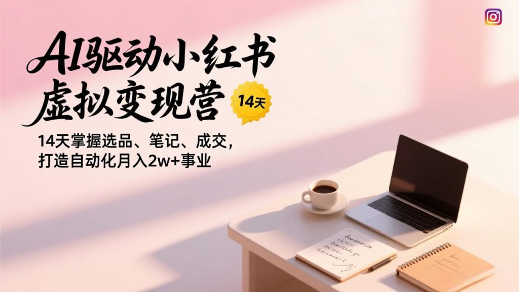 AI驱动小红书虚拟变现营，14天掌握选品、笔记、成交，打造自动化月入2w+事业-天韵资源网