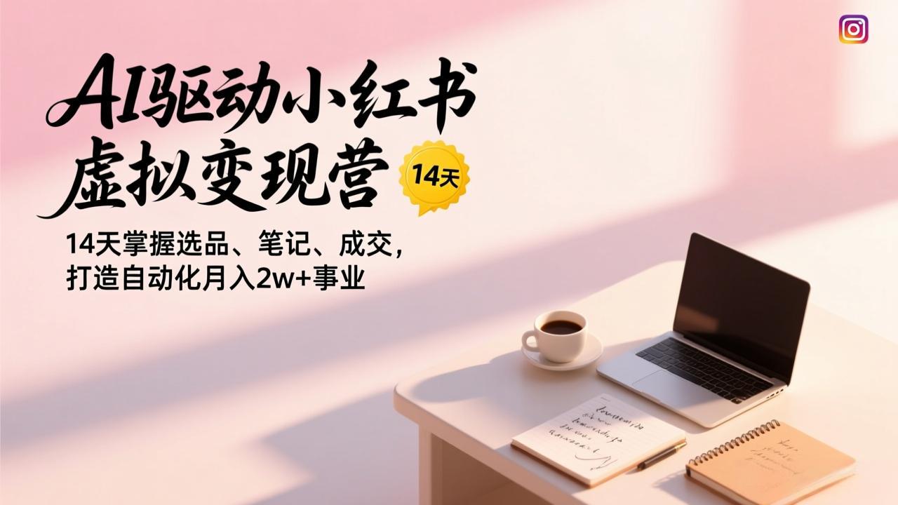 AI驱动小红书虚拟变现营,14天掌握选品、笔记、成交,打造自动化月入2w+事业-天韵资源网