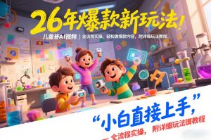 26年爆款新玩法，儿童科普AI视频，全流程实操，轻松做爆款内容，小白直接上手，附详细玩法教程-天韵资源网