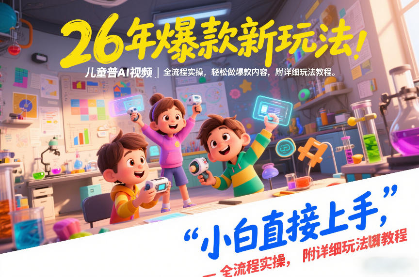 26年爆款新玩法，儿童科普AI视频，全流程实操，轻松做爆款内容，小白直接上手，附详细玩法教程-天韵资源网
