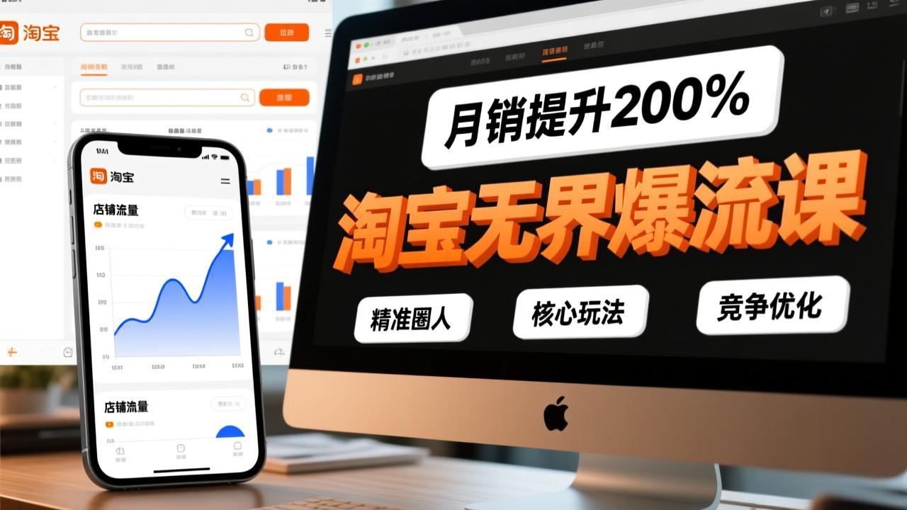 淘宝无界爆流课，精准圈人、核心玩法、竞争优化，快速引爆店铺流量，月销提升200%-天韵资源网