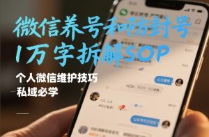 微信养号和防封号1万字拆解SOP，个人微信维护技巧，私域必学【文档】-天韵资源网