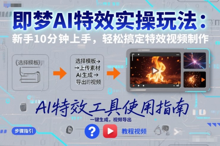 即梦AI特效实操玩法：新手10分钟上手，轻松搞定特效视频制作-天韵资源网