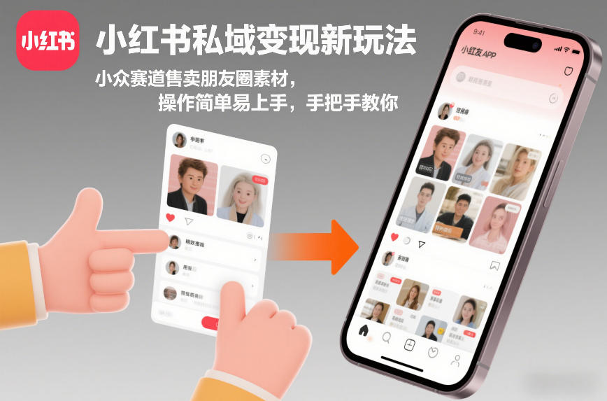 小红书私域变现新玩法，小众赛道售卖朋友圈素材，操作简单易上手，手把手教你-天韵资源网