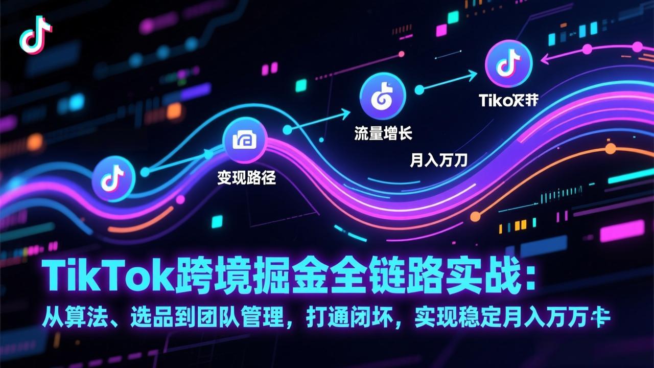 TikTok跨境掘金全链路实战：从算法、选品到团队管理，打通闭环，实现稳定月入万刀-天韵资源网