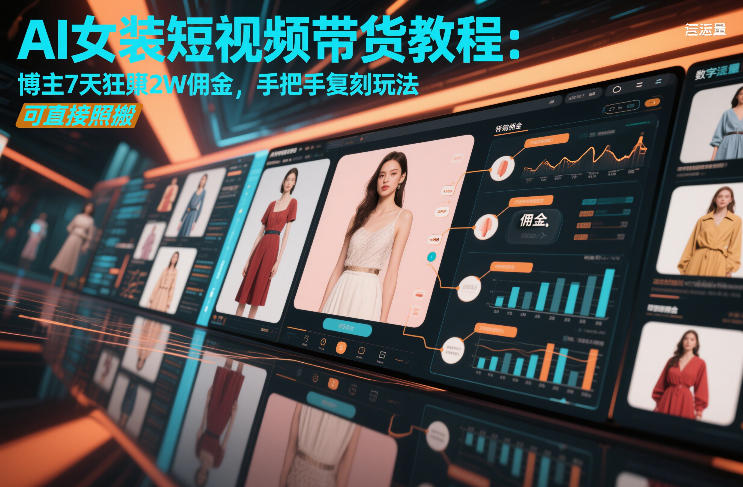 AI女装短视频带货教程：博主7天狂賺2W佣金，手把手复刻玩法，可直接照搬-天韵资源网