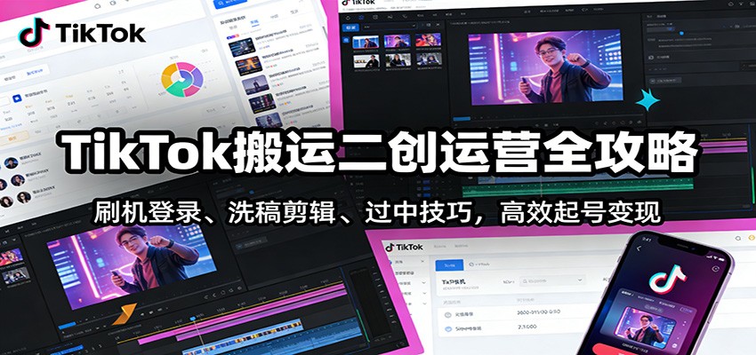 图片[1]-TikTok搬运二创运营全攻略：刷机登录、洗稿剪辑 、过中技巧，高效起号变现-天韵资源网