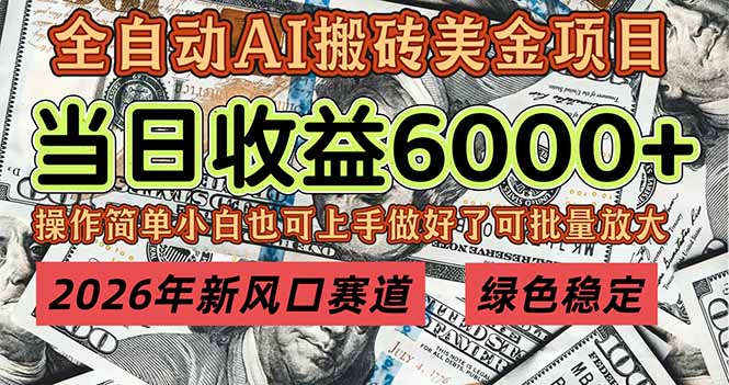 2026年新风口赛道，当日6000+以上，可批量放大，月收入20万+，长期绿色稳定的项目-天韵资源网