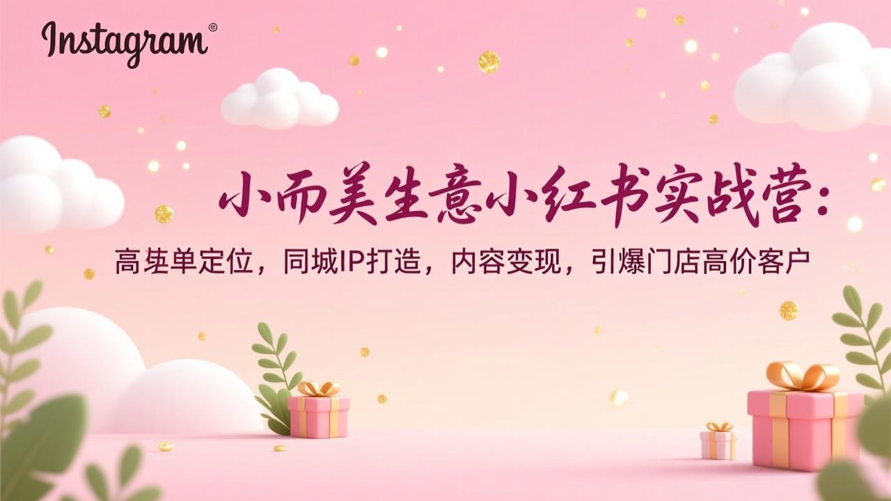 小而美生意小红书实战营：高客单定位，同城IP打造，内容变现，引爆门店高价客户-天韵资源网