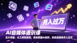 AI自媒体通识课，五大专题、从工具到变现，系统掌握AI创作，实现自媒体月入过万-天韵资源网