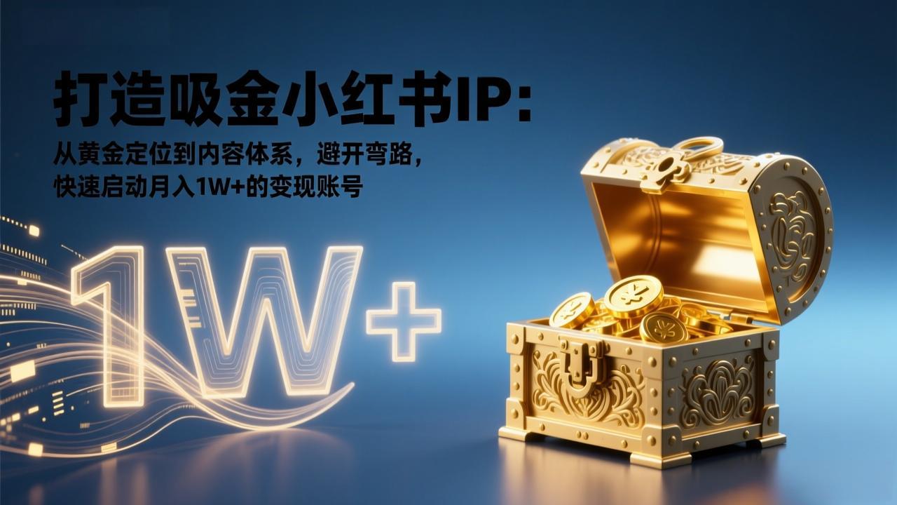 打造吸金小红书IP:从黄金定位到内容体系,避开弯路,快速启动月入1W+的变现账号-天韵资源网