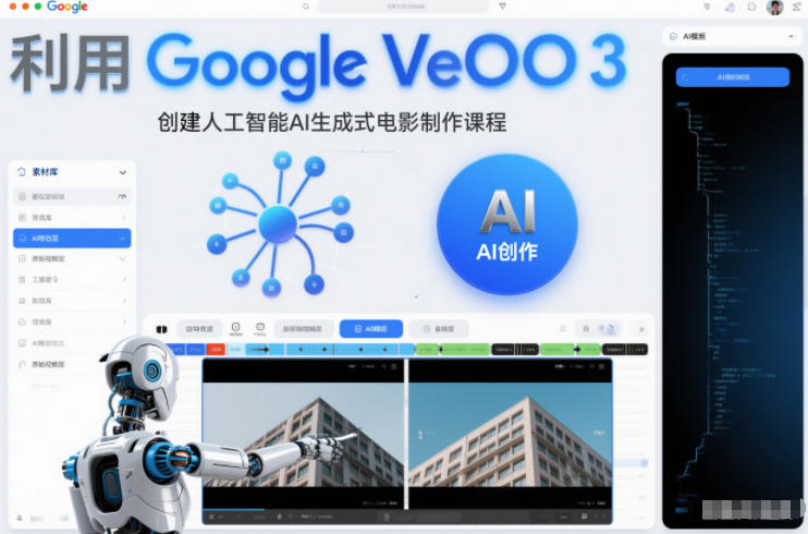利l用Google Veo 3创建人工智能AI生成式电影制作课程，使用人工智能的力量创建令人惊叹的视频-天韵资源网