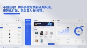 不割韭菜!拼多多虚拟类目正规玩法,矩阵化扩张,稳定日入1K教程【揭秘】-天韵资源网