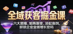 全域获客掘金课：六大思维、矩阵裂变、浴缸鱼饵，解锁企业业绩增长密码-天韵资源网