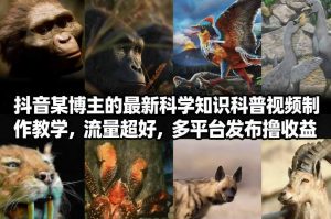 抖音60W粉丝博主最新科学知识科普视频制作教学，流量超好，多平台发布撸收益-天韵资源网