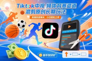 Tiktok中视频体育赛道混剪原创长期玩法，靠播放量賺米，小白轻松上手-天韵资源网