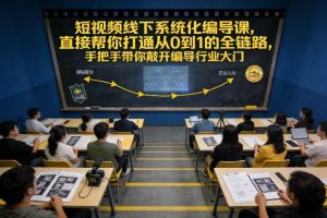 短视频线下系统化编导课，直接帮你打通从0到1的全链路，手把手带你敲开编导行业大门-天韵资源网