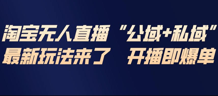 淘宝无人直播完整教程，公试+私域，最新玩法来了，开播即爆单-天韵资源网