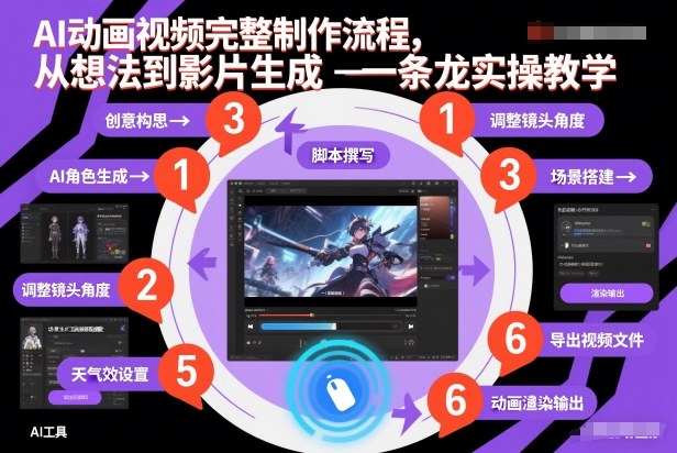 AI动画视频完整制作流程，从想法到影片生成一条龙实操教学-天韵资源网