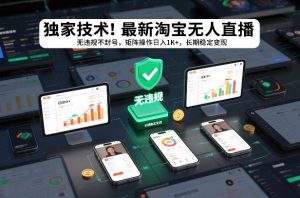 独家技术！最新淘宝无人直播：无违规不封号，矩阵操作日入1K+，长期稳定变现【揭秘】-天韵资源网