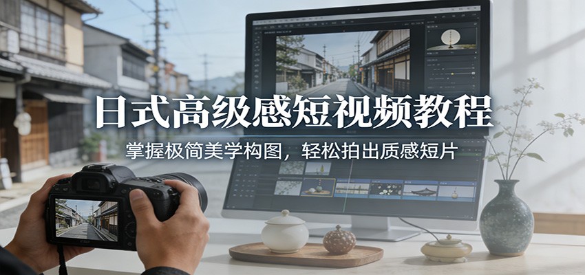 日式高级感短视频教程：掌握极简美学构图，轻松拍出质感短片-天韵资源网