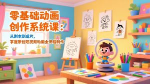 零基础动画创作系统课：从剧本到成片，掌握原创短视频动画全流程制作-天韵资源网