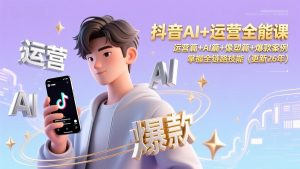 抖音AI+运营全能课，运营篇+AI篇+像塑篇+爆款案例，掌握全链路技能(更新26年-天韵资源网