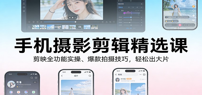图片[1]-手机摄影剪辑精选课：剪映全功能实操、爆款拍摄技巧，轻松出大片-天韵资源网