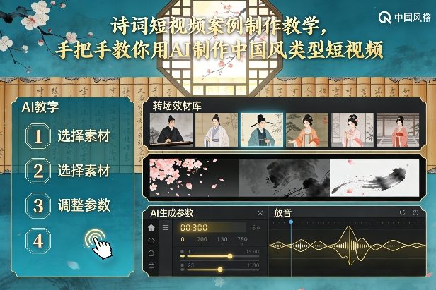 古诗词短视频案例制作教学，手把手教你用AI制作中国风类型短视频-天韵资源网