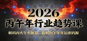 公众号付费文章：2026丙午年行业趋势课：解码丙火午火能量，拆解丙午年年运密码源-天韵资源网