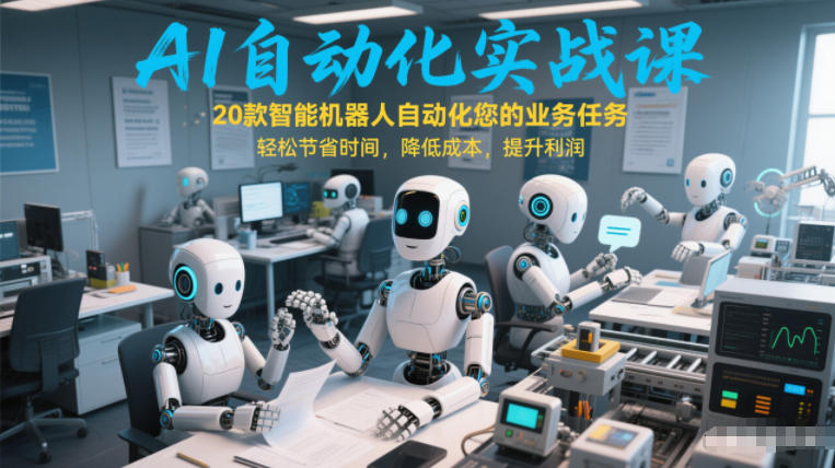 AI自动化实战课：20款智能机器人自动化您的业务任务，轻松节省时间，降低成本，提升利润-天韵资源网