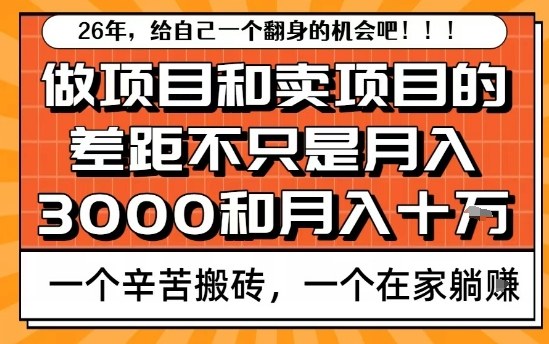 为什么卖项目能轻松月入10个W，而做项目却真正賺不到什么钱？原因竟然是这个！【揭秘】-天韵资源网