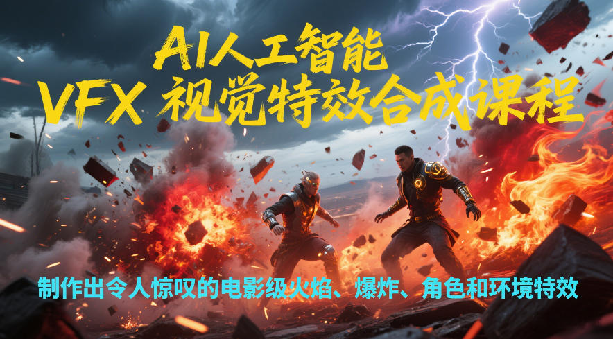 AI人工智能VFX视觉特效合成课程,制作出令人惊叹的电影级火焰、爆炸、角色和环境特效-天韵资源网