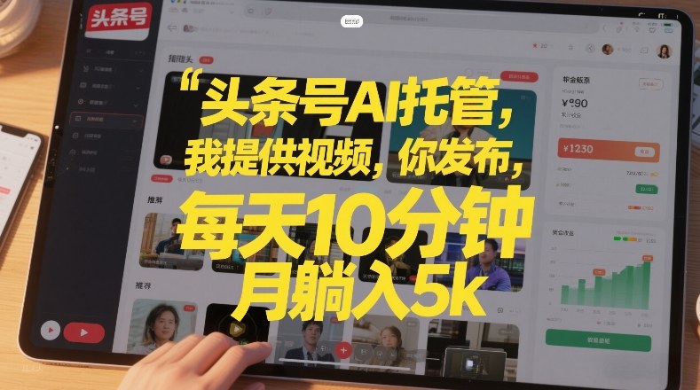 头条号AI托管，我提供视频，你发布，每天10分钟，月躺入5k+【揭秘】-天韵资源网